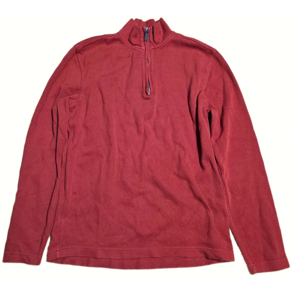 Banana‎ Republic Ribbed Quarter Zip Sweater Men's Size M Orange Elbow Patches
